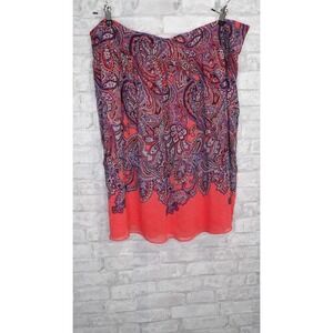 Avenue Studio Skirt Size 22 Paisley Print A-Line Coral‎ Orange Chiffon Overlay